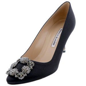 Manolo Blahnik Hangisi Embellished Satin Pumps, 37